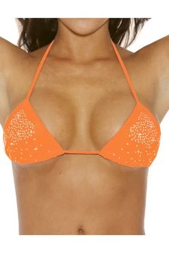 BodyShotz Dancewear Studded Trip Top - Neon Orange