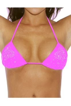 BodyShotz Dancewear Studded Trip Top - Neon Pink