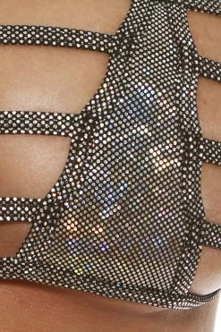 BodyShotz Black Sparkle Strapless Micro Bandeau Bikini Top Dancewear