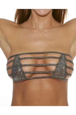 BodyShotz Black Sparkle Strapless Micro Bandeau Bikini Top Dancewear