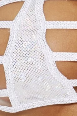 BodyShotz White Sparkle Strapless Micro Bandeau Bikini Top