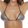 BodyShotz Dancewear Metallic Silver Triangle String Bikini Top