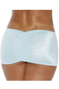 BodyShotz Rhinestone Lingerie Baby Blue Rhinestone Scrunch Mini Skirt