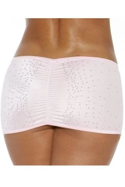 BodyShotz Rhinestone Lingerie Baby Pink Rhinestone Scrunch Mini Skirt