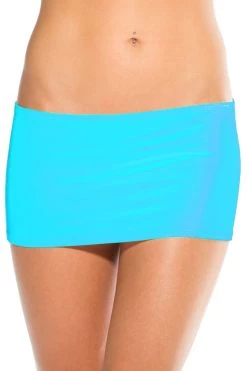 BodyShotz Turquoise Rhinestone Scrunch Mini Skirt