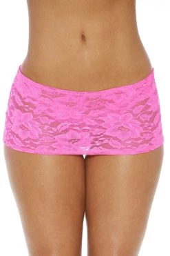BodyShotz Lingerie Neon Pink Money Maker Stretch Lace Mini Skirt
