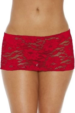 BodyShotz Dancewear Money Maker Red Stretch Lace Mini Skirt