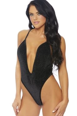 BodyShotz Black Velvet Sparkle Bodysuit