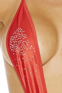 BodyShotz Red Micro Slingshot With Sparkles Swimwear