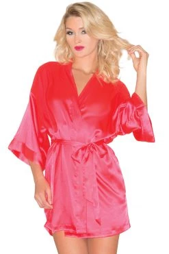 Be Wicked Hot Pink Satin Kimono Robe