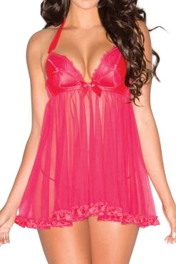 Be Wicked Lingerie Rose Pink Flutter Babydoll Set 8 Be Wicked Lingerie Rose Pink Flutter Babydoll Set