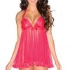 Be Wicked Lingerie Rose Pink Flutter Babydoll Set