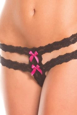 Be Wicked Double Strap Gusset Crotchless Thong