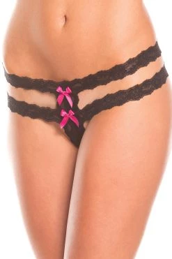 Be Wicked Double Strap Gusset Crotchless Thong