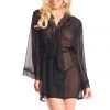 Be Wicked Lingerie Black Mesh Sheer Robe & Lace