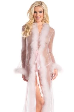 Be Wicked Light Pink Marabou Feather Lingerie Robe