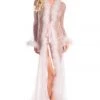 Be Wicked Light Pink Marabou Feather Lingerie Robe