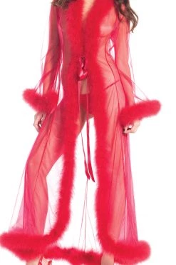 Be Wicked Red Marabou Feather Lingerie Robe