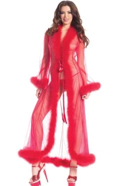 Be Wicked Red Marabou Feather Lingerie Robe