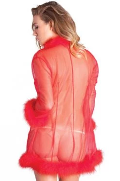 Be Wicked Red Marabou Feather Short Lingerie Robe