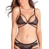 Be Wicked Black Lace Bralette & Crotchless Panty Lingerie