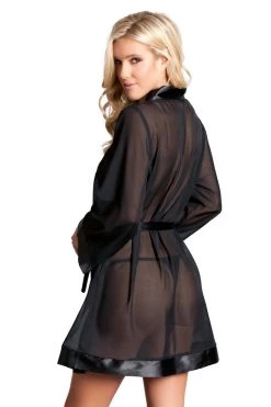 Be Wicked Black Chiffon Sheer Lingerie Robe