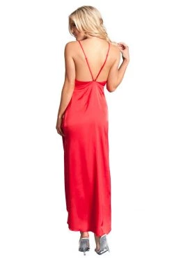 Be Wicked Sexy Dresses Red Flutter High Slit Maxi Dress