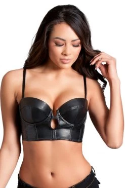 Be Wicked BDSM Lingerie Faux Leather Bustier Bra