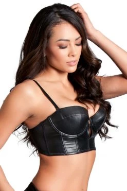 Be Wicked BDSM Lingerie Faux Leather Bustier Bra