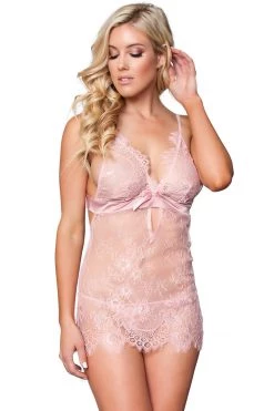 Be Wicked Rosé All Day Pink Eyelash Lace Chemise
