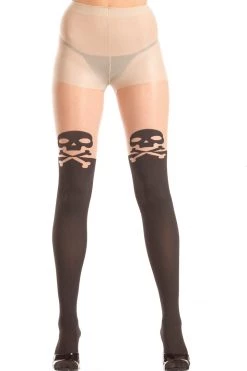 Be Wicked Sheer Pantyhose With Skull & Crossbones Hosiery