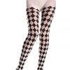 Be Wicked Hosiery Black & White Diamond Pattern Pantyhose