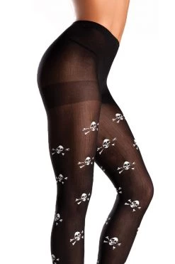 Be Wicked Hosiery Skull & Crossbones Opaque Pantyhose