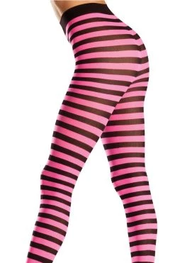 Be Wicked Glow In The Dark & Neon Black & Neon Pink Striped Tights
