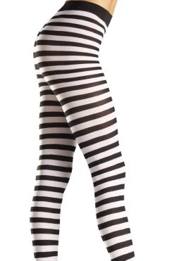 Be Wicked Hosiery Black & White Striped Tights