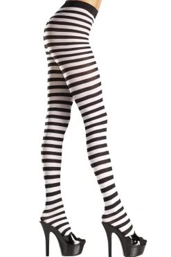 Be Wicked Hosiery Black & White Striped Tights