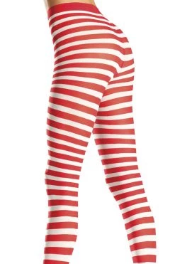 Be Wicked Hosiery Red & White Striped Tights
