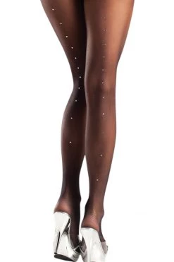 Be Wicked Hosiery Sweet Luxury Rhinestone Backseam Sheer Pantyhose