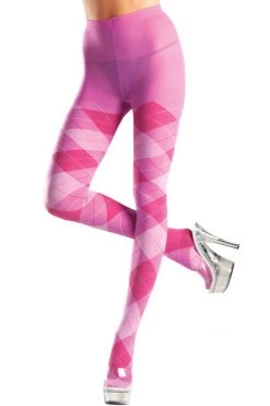 Be Wicked Bubble Gum Pink Argyle Pantyhose