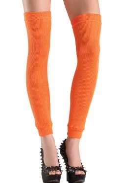 Be Wicked Orange Acrylic Thigh High Leg Warmers Hosiery