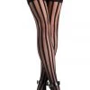 Be Wicked Saloon Gal Striped Lace Top Thigh Highs Hosiery 2 Be Wicked Saloon Gal Striped Lace Top Thigh Highs Hosiery