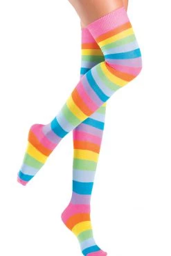 Be Wicked Neon Candy Land Striped Thigh Highs