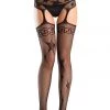 Be Wicked Lingerie 2-in-1 Star Pattern Thigh Highs & Fishnet Garter Belt