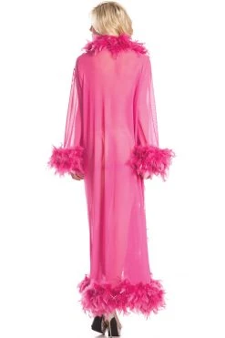Be Wicked Glamorous Hot Pink Floor Length Feather Robe Lingerie