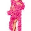 Be Wicked Glamorous Hot Pink Floor Length Feather Robe Lingerie 2 Be Wicked Glamorous Hot Pink Floor Length Feather Robe Lingerie