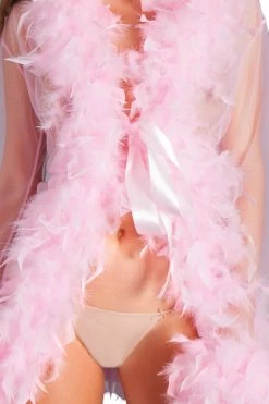 Be Wicked Glamorous Light Pink Sheer Feather Robe Lingerie 7 Be Wicked Glamorous Light Pink Sheer Feather Robe Lingerie