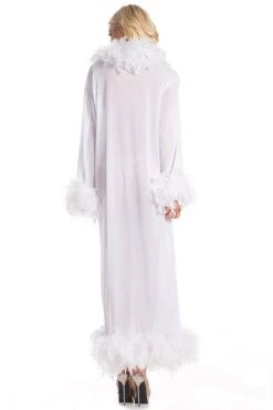 Be Wicked Glamorous White Floor Length Feather Robe Lingerie