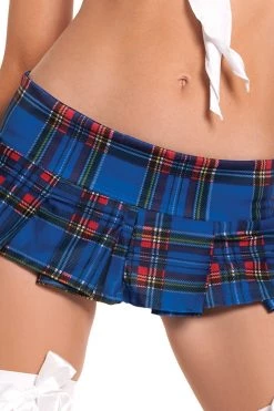 Be Wicked School Girl Outfits Blue Plaid Micro School Girl Skirt