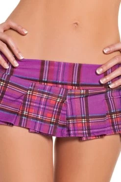 Be Wicked Purple Plaid Micro School Girl Skirt