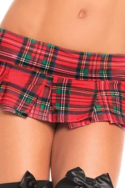 Be Wicked School Girl Outfits Red Plaid Micro School Girl Skirt